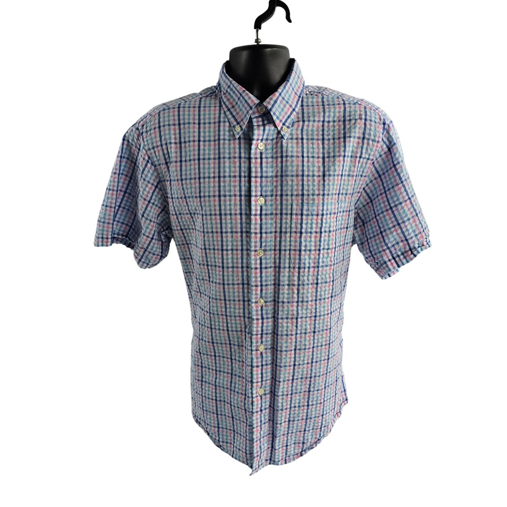 Brooks Brothers Men's Size L Plaid Short Sleeve Button Down Shirt Regent Fit